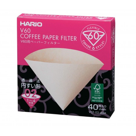 Бумажные фильтры Hario VCF-02-40M, натуральные 40 шт